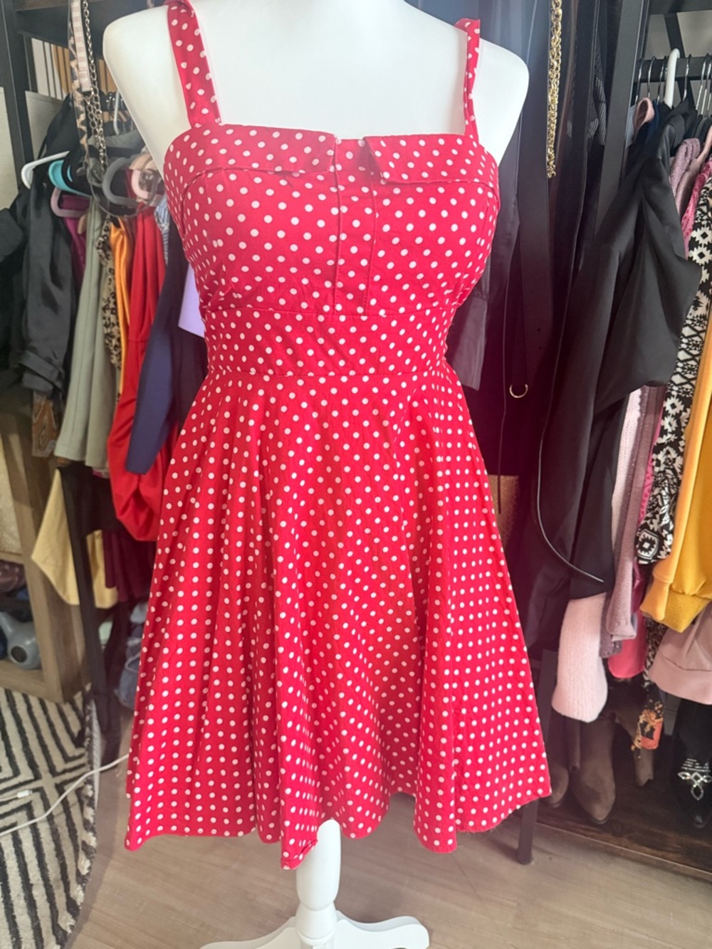 Red Polka Dot Fit-and-Flare Dress